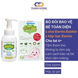 Combo Bảo vệ bé toàn diện - Bọt tắm gội Elemis Bubble và Gạc rơ lưỡi Elemis
