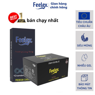 Combo 2 hộp bao cao su Feelex Invisible + Performance siêu mỏng, kéo dài thời gian quan hệ
