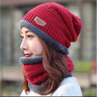 Set khăn mũ len nam nữ lót lông