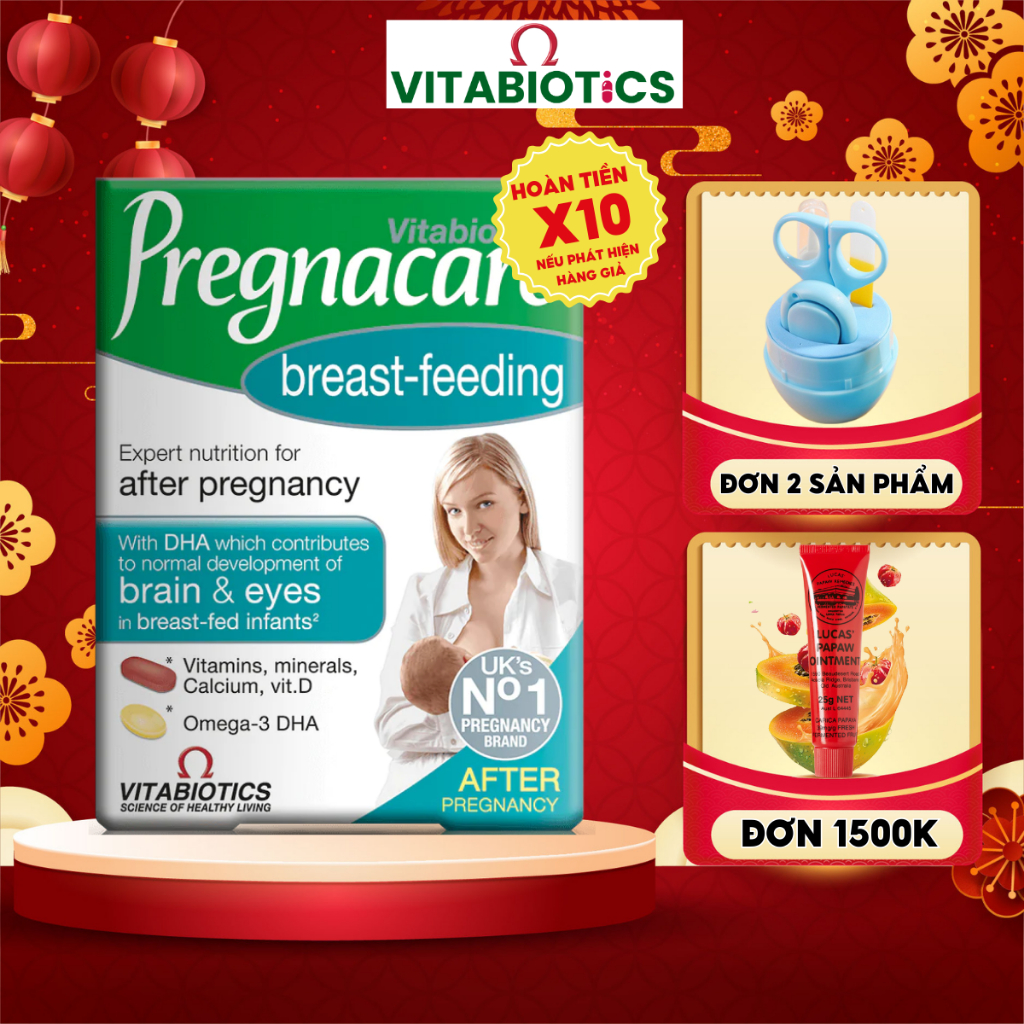 Vitamin tổng hợp Pregnacare Breast Feeding cho mẹ sau sinh giúp lợi sữa, tăng cường đề kháng hộp 84 viên của Anh quốc