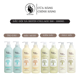 Dầu Cặp Gội Xả Biotin Collagen Trắng Vàng Ngăn Rụng Tóc Gàu nhiều Giúp Mọc Tóc Phục Hồi tóc Khô Xơ 500ml - 1000ml