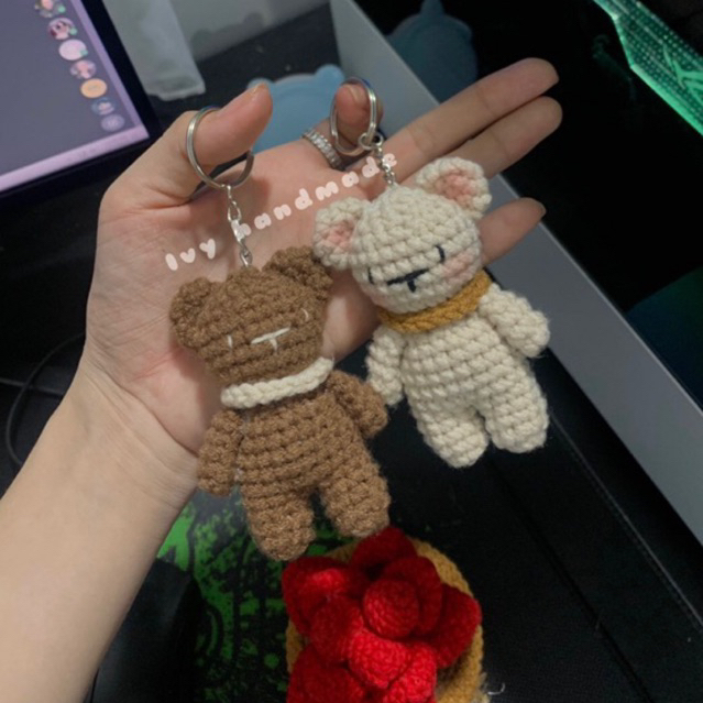 Móc khoá Gấu Teddy mini bằng len handmade (HÀNG CÓ SẲN - ẢNH THẬT✅)