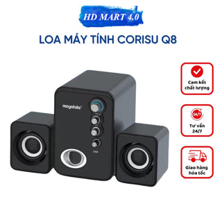 Loa máy tính mini 2.1 CORISU Q8 tích hợp đèn led 7 màu siêu đẹp, âm thanh sống động - Bảo hành 12 tháng