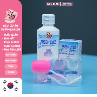 Bộ sản phẩm cấp ẩm và bảo quản Kính áp tròng Sky Contact lens: Nước ngâm 150ml  + Nhỏ mắt 15ml