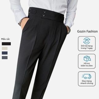 Quần âu nam cạp cao GOZIN FASHION Sidetab  điều chỉnh cạp, vải Tuypsi cotton co giãn nhẹ chất lượng cao JA32