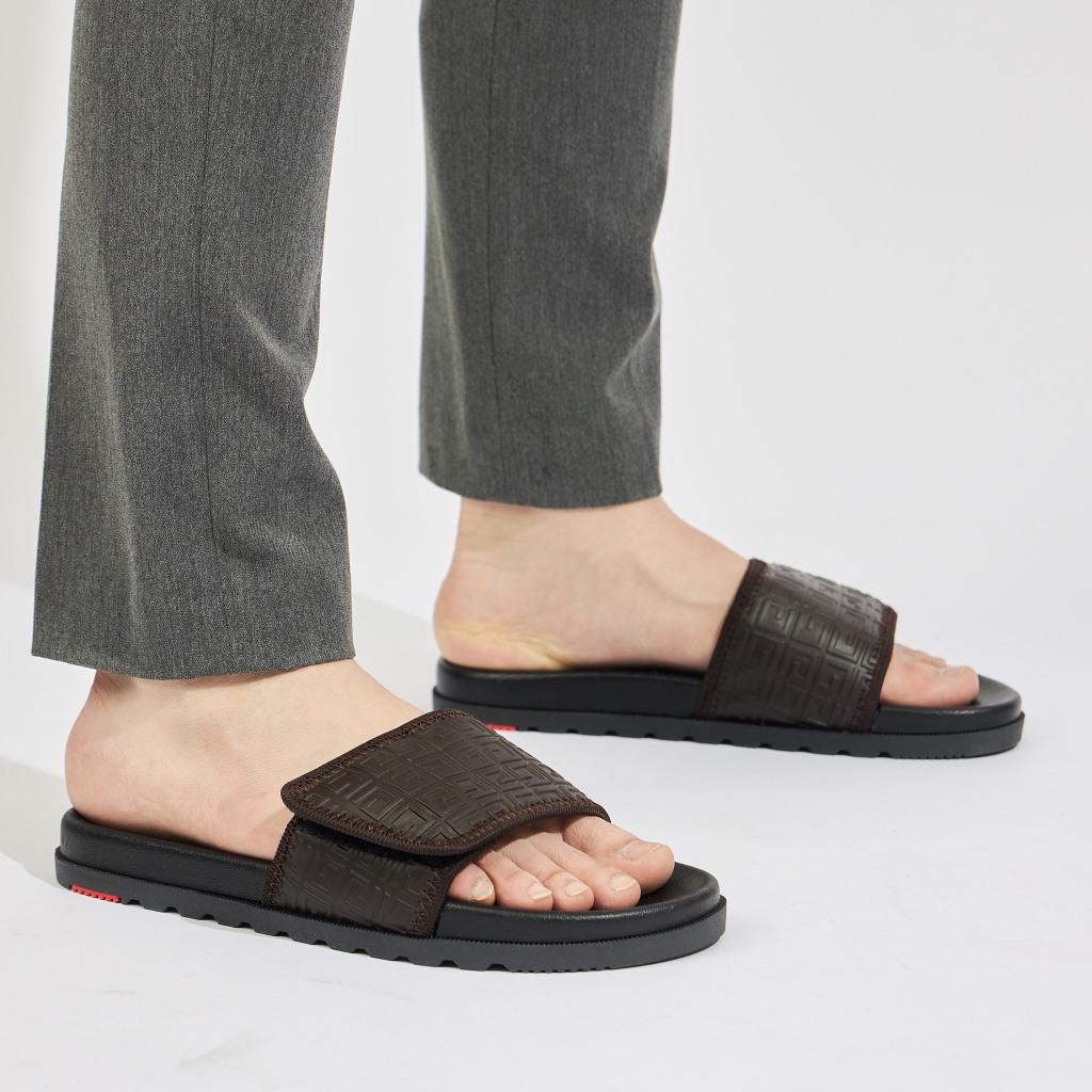 7828 - Dép Nam Quai Ngang Da Dập Vân Nổi Bật Cách Điệu