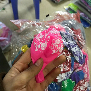 Túi đủ 100 quả bóng bay in hình hoa size 40cm nhiều màu trang trí hàng dày đẹp [ 2,2g]
