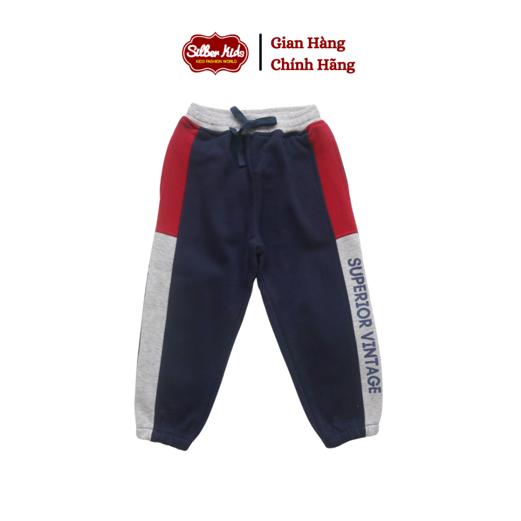 Quần Nỉ Bé Trai 25-45kg Phối Mảng In Superior Vintage SILBER KIDS