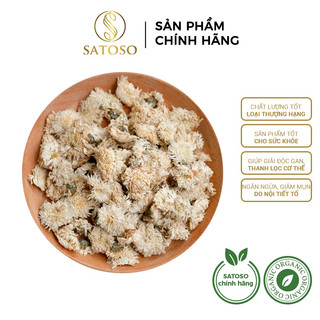 Trà hoa cúc trắng (Bạch cúc) sấy khô nguyên bông giúp thạnh lọc cơ thể thương hiệu SATOSO gói 100g