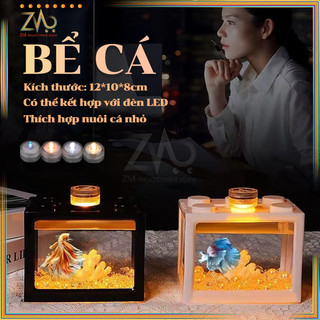 Bể cá betta mini bể cá mini lắp ghép lego bằng nhựa bể nhiều màu sắc có sẵn để lắp ráp -bể cá để bàn