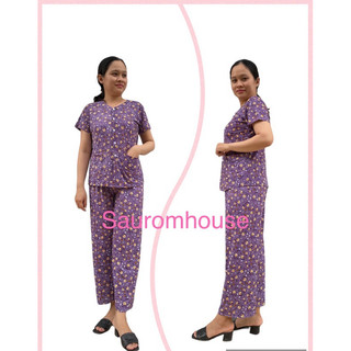 Đồ Bộ Bà Ba tay ngắn quần dài, áo 2 túi vải thun cho mẹ cho bà, người lớn tuổi 40-70kg