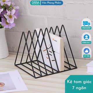 Kệ sách báo Tam Giác 7 Ngăn kim loại để bàn decor độc đáo, giá để tạp chí trang trí đơn giản hiện đại - DMA VPP