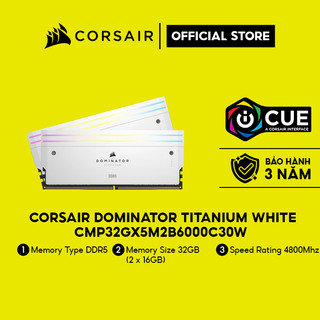 Bộ nhớ trong Corsair DOMINATOR TITANIUM White Heatspreader,6000MT/s 32GB (2x16GB) / CMP32GX5M2B6000C30W