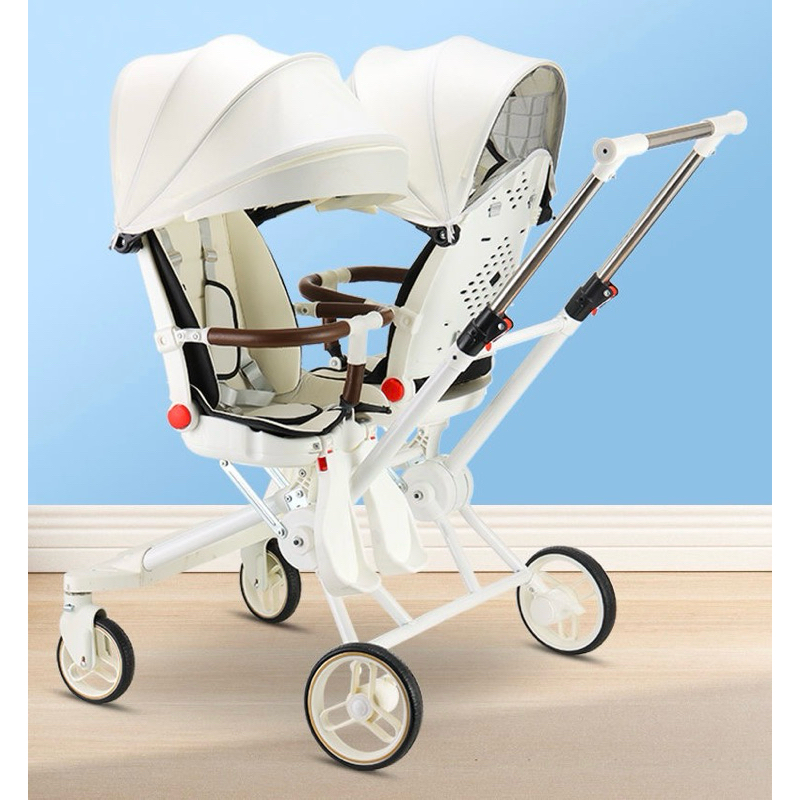 Xe đẩy đôi gập gọn nằm được có mái che ( có sẵn