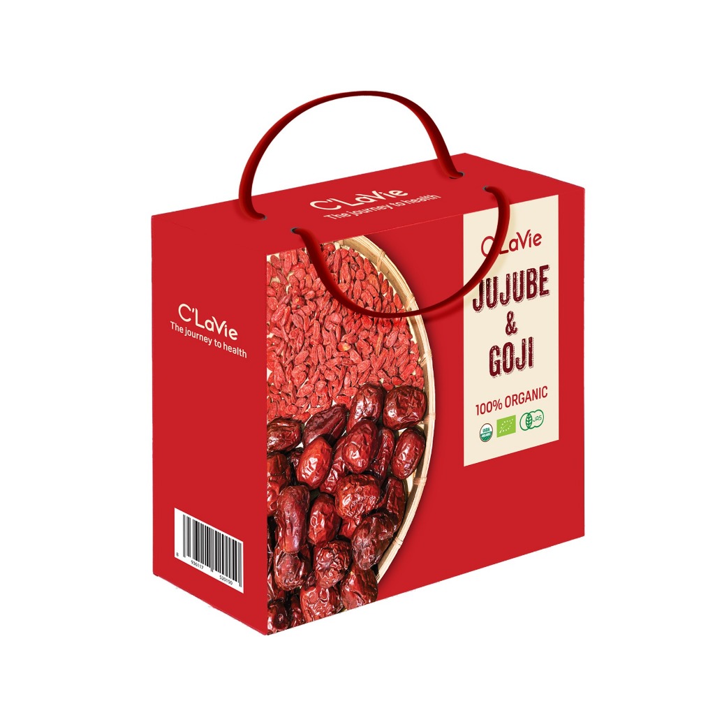 Vỏ hộp quà tặng táo đỏ kỷ tử C'lavie, dùng đựng Táo đỏ, kỷ tử biếu tặng