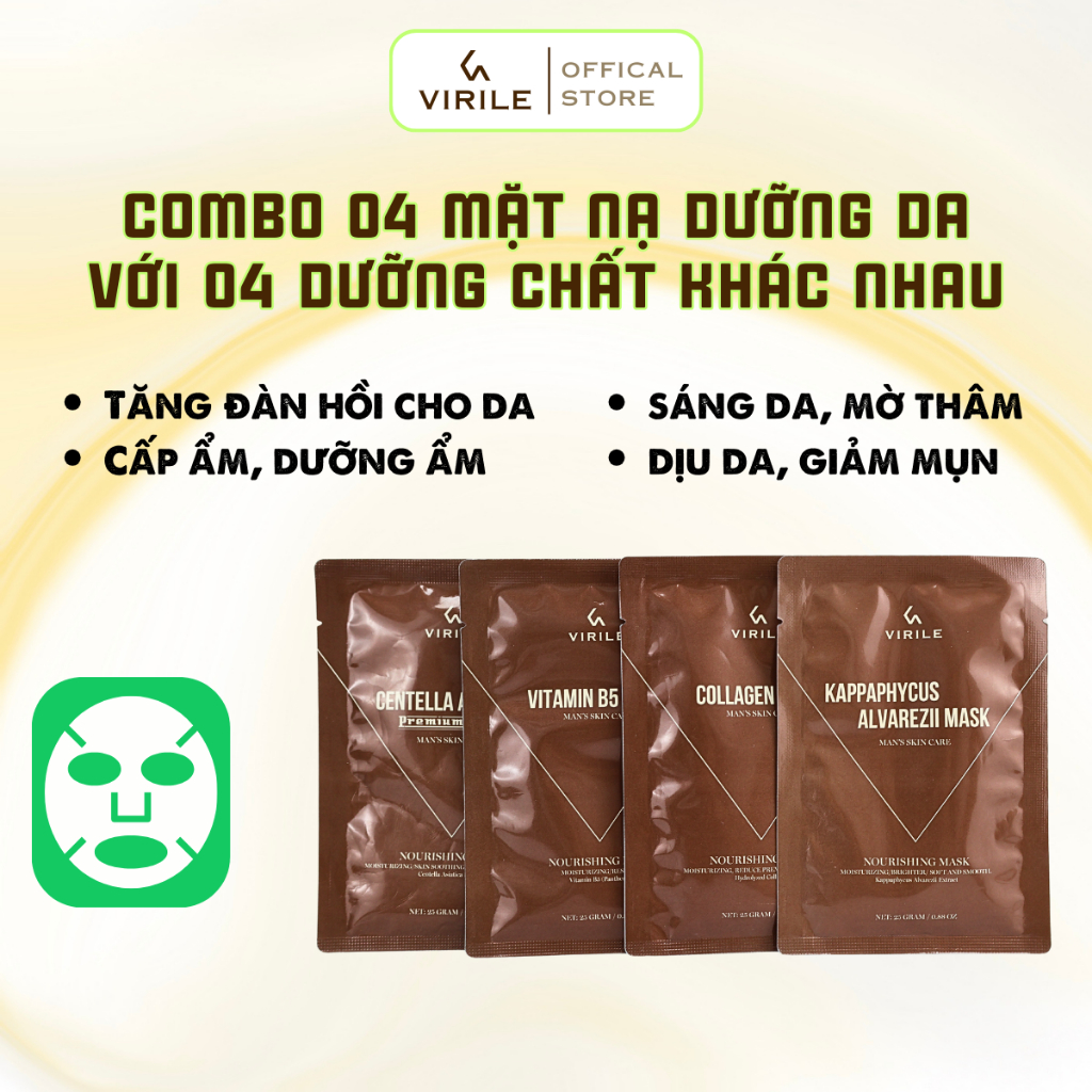 Combo 4 Miếng Mặt Nạ Virile Dưỡng Da Chuyên Sâu Dành Cho Mọi Loại Da