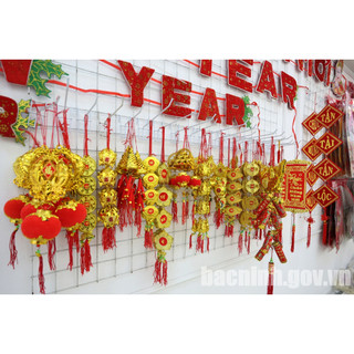 10 dây liễn, thẻ bài, dây treo trang trí mai đào, bộ dây treo trang trí tết, bao lì xì tết