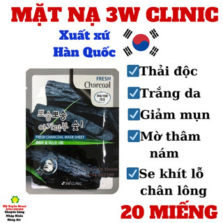 20 Miếng Mặt nạ than hoạt tính 3w clinic thải độc trắng da chính hãng hàn quốc