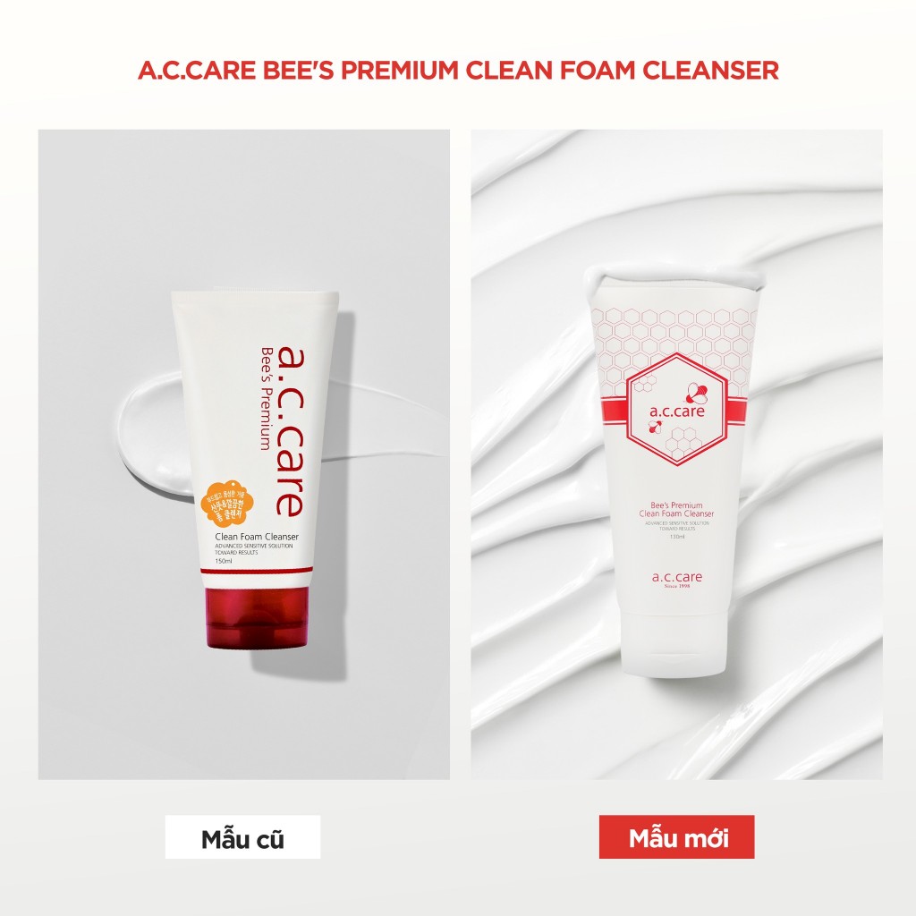 Cặp Sữa rửa mặt ngăn ngừa mụn từ nọc ong AC Care Bee's Premium Cleansing Foam 150ml