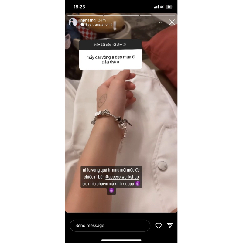 Vòng tay bạc kim loại  Gamble Bracelet phong cách Access