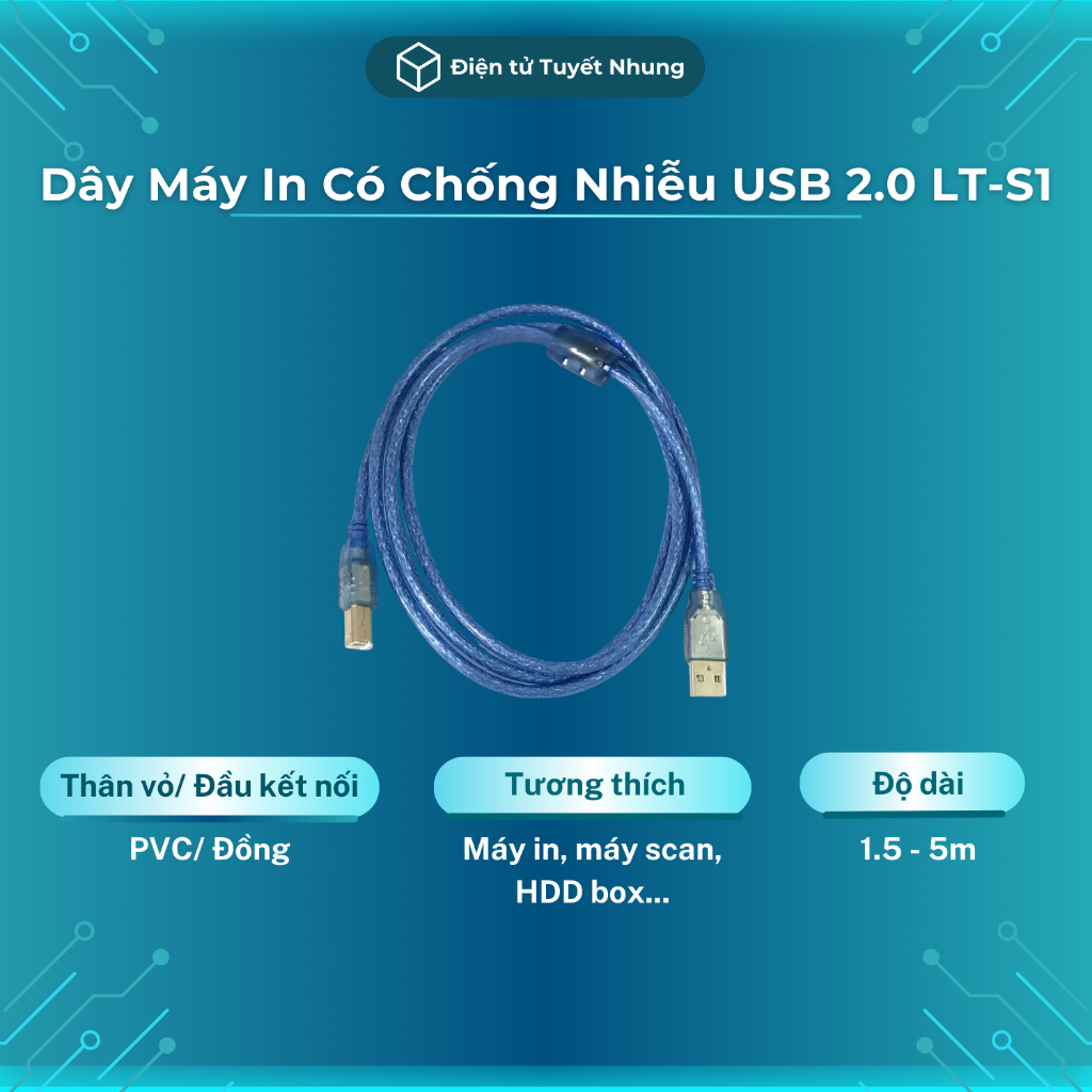Dây Máy In USB 2.0 Có Chống Nhiễu LT-S1 - Cáp Máy In Nhiều Kích Cỡ, Dây Cáp Máy In BH Lỗi 1-1