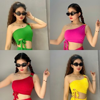 Áo Bra Áo Tập Thể Thao Nữ Lệch Vai Thắt Nơ Nhiều Màu Tập Gym Yoga Aerobic Cầu Lông - Tặng Mút Ngực