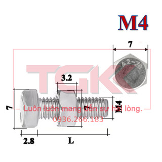 Bulong kèm đai ốc inox 304 m4