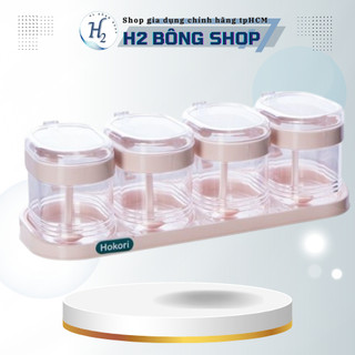 Set 4 lọ đựng gia vị có nắp kèm muỗng, hủ đựng gia vị cao cấp, Bộ hủ lọ đựng gia vị Hokori Việt Nhật