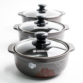 Nồi đất kho cá, kho thịt màu đen, họa tiết hoa đỏ - GF-701/ GF-702/ GF-703/ GF-704/ GF-705