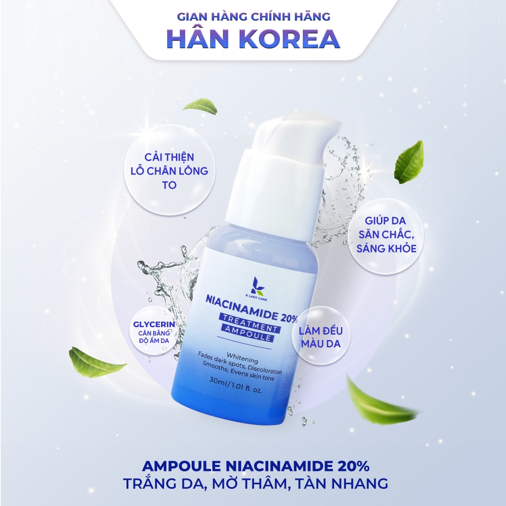 Ampoule B3 niacinamide 20% treatment làm đều màu da, kiểm soát bã nhờn, làm mờ dần vết thâm, giảm lỗ chân lông to 30ml