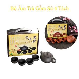 Bộ Ấm Trà 4 Tách Gốm Sứ Cao Cấp