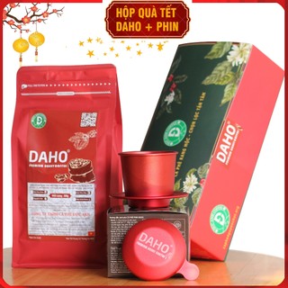 Hộp quà tết Cà phê Daho 500g + Phin Daho đỏ cao cấp, dòng cà phê chế biến honey 100% trái chín