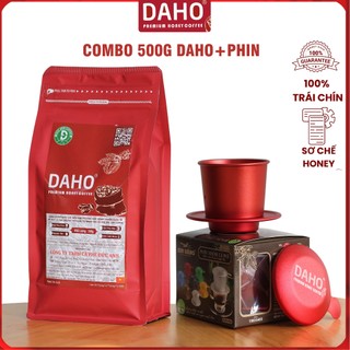 Combo cà phê đẳng cấp 500g DAHO fremium honey coffee + Phin DAHO đỏ cao cấp
