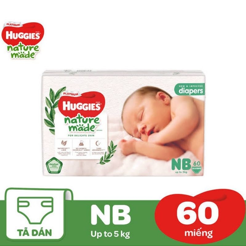 Bỉm newborn Huggies bịch 60 miếng