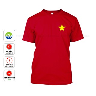 Áo Thun Màu Đỏ Sao Vàng THOITRANG24H Áo Bóng Đá Form Xuông Cho Nam Và Nữ