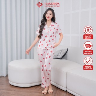 Đồ bộ nữ SANDBOX bộ pijama, lụa Satin cao cấp, hoạ tiết nhẹ nhàng, thanh lịch, trẻ trung BPC23002-3