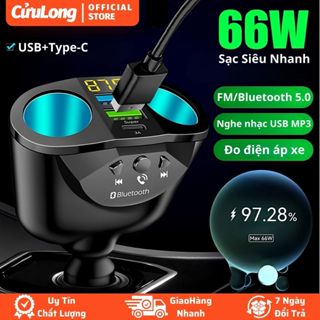 Bộ Chia Tẩu Sạc Ô Tô Bluetooth FM nghe nhạc sạc nhanh USB Type C 12V 24V xe hơi xe tải Led hiển thị