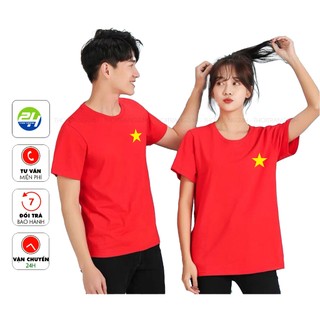 Áo Thun Cờ Đỏ Sao Vàng Thoitrang24h Form Xuông Ngắn Tay Cổ Tròn Cho Cả Nam Và Nữ
