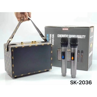 Loa bluetooth sk-2036 có sẵn 2 micro không dây hát karaoke nghe nhạc bass cực đỉnh - chuẩn qixi techzone
