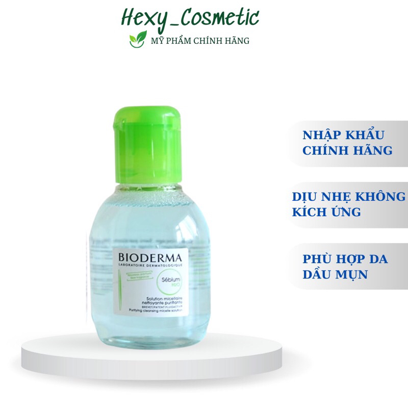Nước tẩy trang Bioderma 100ml, Bioderma mini - Bioderma xanh phù hợp cho da dầu mụn