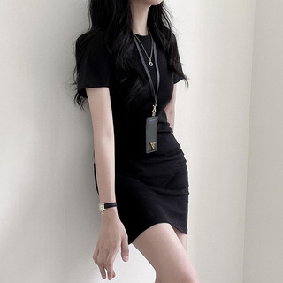 Đầm body cổ tròn basic dáng ngắn gợi cảm