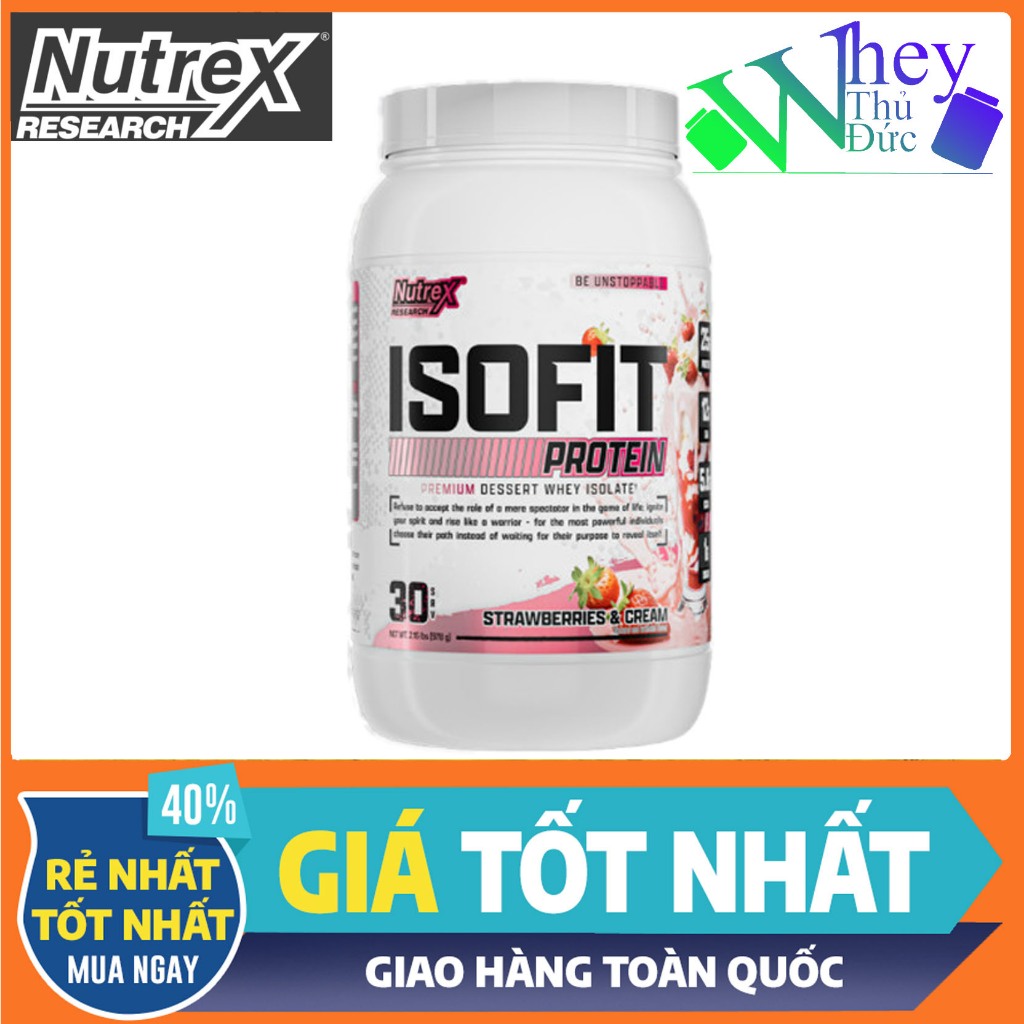 Nutrex Whey ISOFIT 30SV vị Strawberry - Whey Protein Isolate Không Lactose