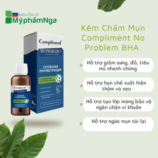 Kẽm chấm mụn Compliment No Problem BHA giảm sưng, gom khô cồi mụn 30ml