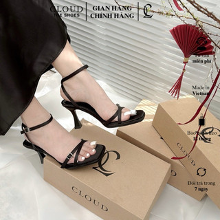 Giày cao gót sandal CL mũi vuông quai chéo mảnh