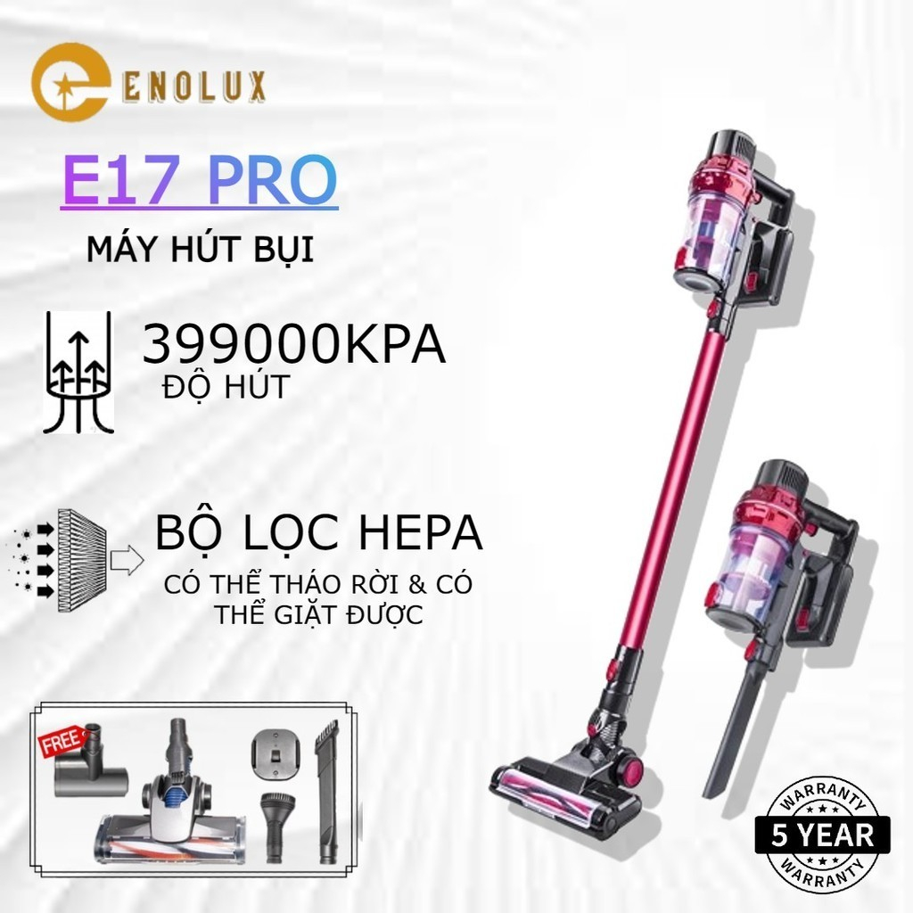 Máy hút bụi không dây Enolux E17 Pro Máy hút bụi không dây Công suất hút cao Không dây di động