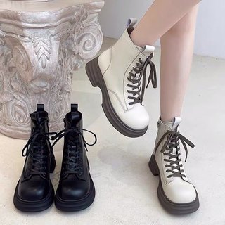 Boots cổ thấp nữ - T36 - Gobe - Màu ĐEN VÀ KEM