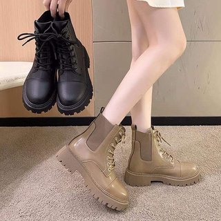 Boots cổ thấp nữ - T38 - Gobe - Màu ĐEN VÀ NÂU