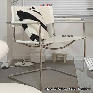 Ghế Studio MODESK Home Ofice Arm Chair Black and White Khung Inox 304 Da Simili D500xR500xC800mm