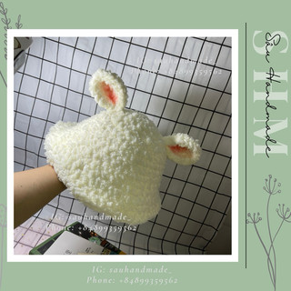 Mũ Bucket len tai cừu bằng lenhandmade size người lớn
