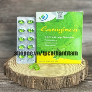 Viên tinh dầu tràm Euroginca bổ sung tinh dầu bạc hà giúp giảm ho, giảm đau họng - Hộp 100 viên